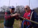 W6FT and KG6LRX setting up the 2m beam.