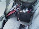 My emergency go kit in the back seat of my car along with my tiny little 12V battery. I operated from the front seat. I connected the battery to my FT857D using powerpole connectors.