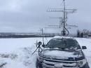 I was able to get a break in the snow long enough to setup in FN02 for 5&10G contacts back to FN13. A local farmer showed up with a bobcat to dig out a safer parking spot in the otherwise snow covered pull-off on the main road. What luck!