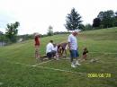 Club members and visitors assembling the HF Beam.