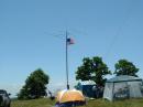 Site setup completed with "Old Glory" flying atop the antenna mast.